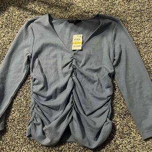Long sleeve Blue ruched top